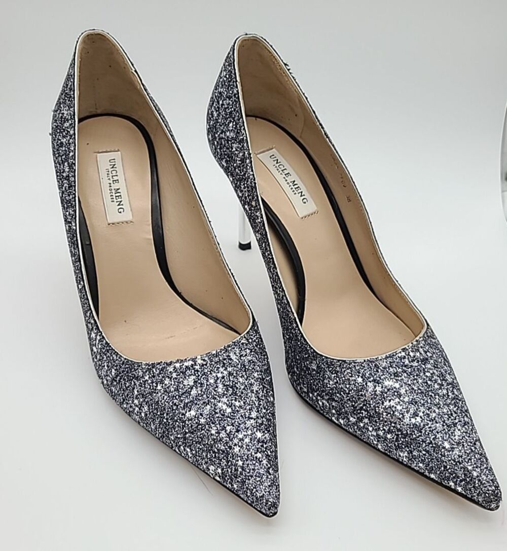 Uncle Meng Italian Star Glitter Heels Reflective Heel Size 38 / 7